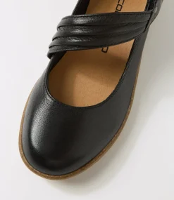 Women COLORADO Comfort|Mary Janes-Milly Black Leather Flat Shoes