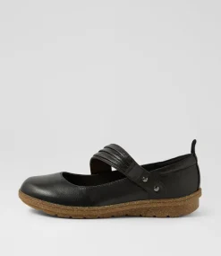 Women COLORADO Comfort|Mary Janes-Milly Black Leather Flat Shoes
