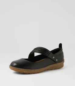 Women COLORADO Comfort|Mary Janes-Milly Black Leather Flat Shoes