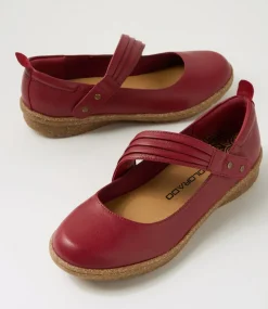 Women COLORADO Comfort|Mary Janes-Milly Dark Red Leather Flat Shoes