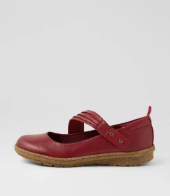 Women COLORADO Comfort|Mary Janes-Milly Dark Red Leather Flat Shoes