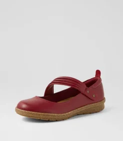 Women COLORADO Comfort|Mary Janes-Milly Dark Red Leather Flat Shoes
