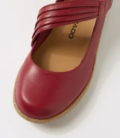Women COLORADO Comfort|Mary Janes-Milly Dark Red Leather Flat Shoes