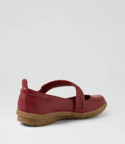 Women COLORADO Comfort|Mary Janes-Milly Dark Red Leather Flat Shoes