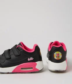 COLORADO Sport School Shoes|Junior School Shoes-Mimi Jnr Adj Lol Black Leather Sneakers