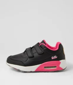 COLORADO Sport School Shoes|Junior School Shoes-Mimi Jnr Adj Lol Black Leather Sneakers