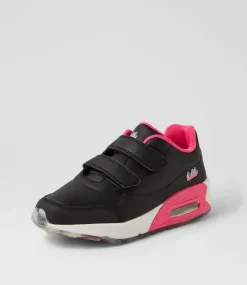 COLORADO Sport School Shoes|Junior School Shoes-Mimi Jnr Adj Lol Black Leather Sneakers