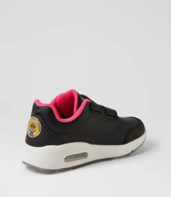 COLORADO Sport School Shoes|Junior School Shoes-Mimi Jnr Adj Lol Black Leather Sneakers