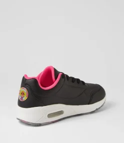 COLORADO Sport School Shoes|Junior School Shoes-Mimi Jnr Lace Lol Black Leather Sneakers