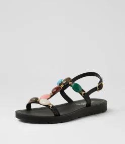 Women I LOVE BILLY Flats|Sandals-Miriami Black Sandals