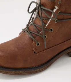 Women I LOVE BILLY Boots-Miskeen Tan Lace Up Boots