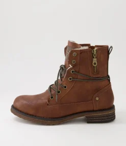 Women I LOVE BILLY Boots-Miskeen Tan Lace Up Boots
