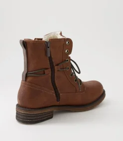 Women I LOVE BILLY Boots-Miskeen Tan Lace Up Boots
