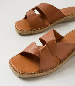 Women DIANA FERRARI Slides|Sandals-Mistee Tan Leather Slides