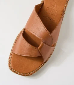 Women DIANA FERRARI Slides|Sandals-Mistee Tan Leather Slides