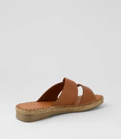 Women DIANA FERRARI Slides|Sandals-Mistee Tan Leather Slides