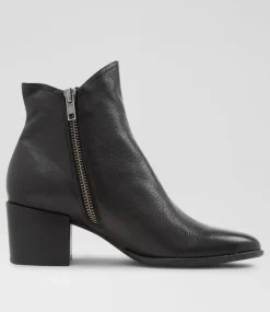 Women DIANA FERRARI Boots-Mocker Black Leather Ankle Boots