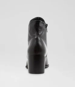 Women DIANA FERRARI Boots-Mocker Black Leather Ankle Boots