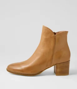 Women DIANA FERRARI Boots-Mocker Tan Leather Ankle Boots