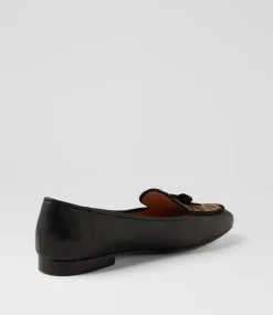 Women TOP END Loafers|Flats-Mojas Black Camel Leopard Leather Multi Loafers