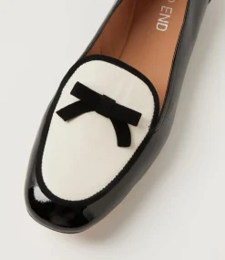 Women TOP END Loafers|Flats-Mojas Black Ivory Patent Multi Loafers