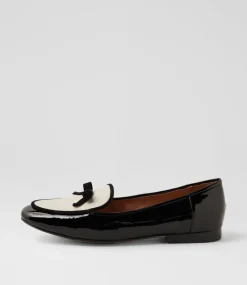 Women TOP END Loafers|Flats-Mojas Black Ivory Patent Multi Loafers