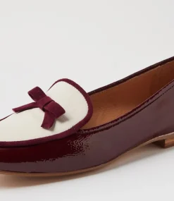 Women TOP END Flats|Loafers-Mojas Wine Ivory Patent Multi Loafers