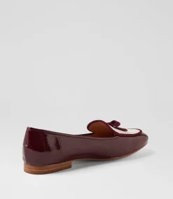 Women TOP END Flats|Loafers-Mojas Wine Ivory Patent Multi Loafers