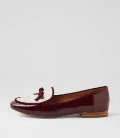 Women TOP END Flats|Loafers-Mojas Wine Ivory Patent Multi Loafers