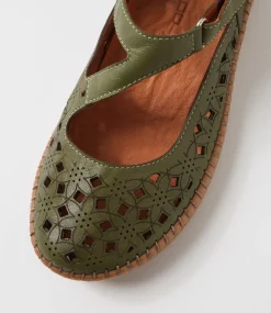 Women COLORADO Comfort|Flats-Molly Khaki Leather Ballet Flats