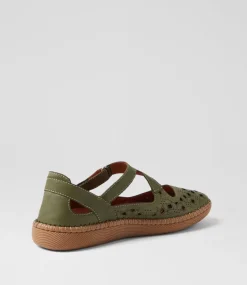 Women COLORADO Comfort|Flats-Molly Khaki Leather Ballet Flats