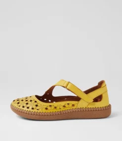 Women COLORADO Comfort|Flats-Molly Yellow Leather Ballet Flats