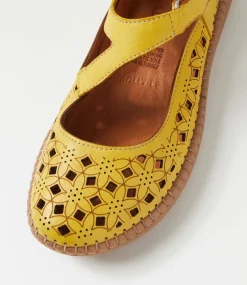 Women COLORADO Comfort|Flats-Molly Yellow Leather Ballet Flats