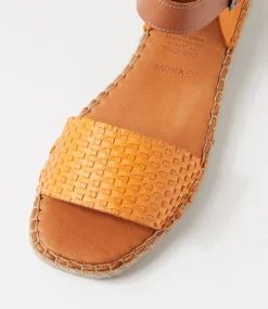 Women DIANA FERRARI Flats|Sandals-Mona Orange Tan Leather Sandals