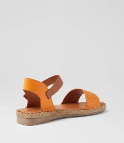 Women DIANA FERRARI Flats|Sandals-Mona Orange Tan Leather Sandals