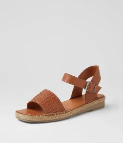 Women DIANA FERRARI Flats|Sandals-Mona Tan Leather Sandals