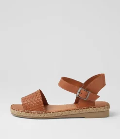 Women DIANA FERRARI Flats|Sandals-Mona Tan Leather Sandals