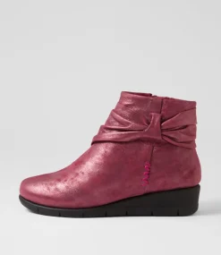 Women SUPERSOFT Boots|Comfort-Monet Mulberry Metallic Suede Ankle Boots