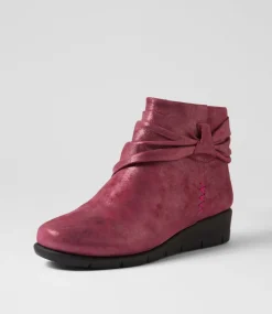 Women SUPERSOFT Boots|Comfort-Monet Mulberry Metallic Suede Ankle Boots