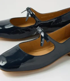 Women TOP END Flats-Mostly Navy Patent Leather Flat Shoes