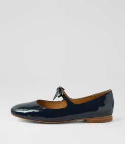 Women TOP END Flats-Mostly Navy Patent Leather Flat Shoes