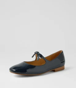 Women TOP END Flats-Mostly Navy Patent Leather Flat Shoes