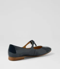 Women TOP END Flats-Mostly Navy Patent Leather Flat Shoes