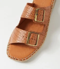 Women DIANA FERRARI Slides|Sandals-Motella Tan Leather Slides