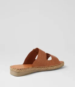 Women DIANA FERRARI Slides|Sandals-Motella Tan Leather Slides