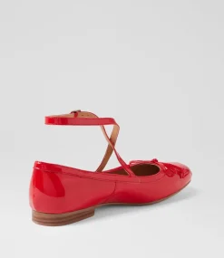 Women TOP END Flats-Mowwie New Red Patent Leather Ballet Flats