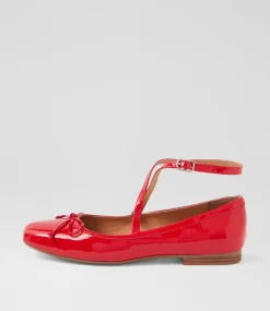 Women TOP END Flats-Mowwie New Red Patent Leather Ballet Flats