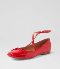 Women TOP END Flats-Mowwie New Red Patent Leather Ballet Flats