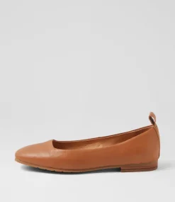 Women TOP END Flats-Murlena Dark Tan Leather Ballet Flats