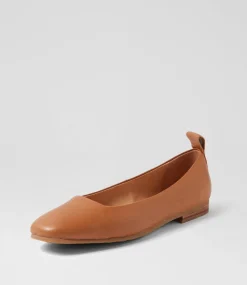 Women TOP END Flats-Murlena Dark Tan Leather Ballet Flats